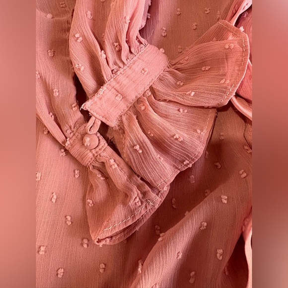 Blousology jacquard dot button down front blouse pink size 1X - Picture 14 of 16